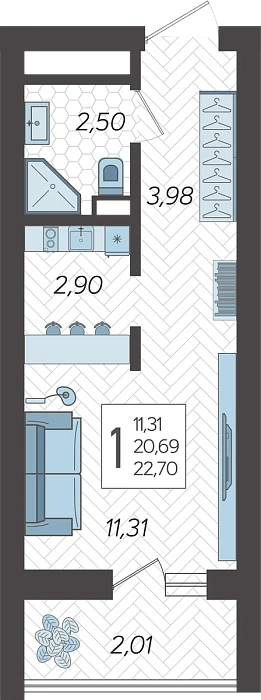 Студия №233, 23.2 м²