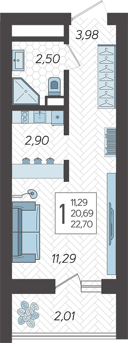 Студия №284, 23.2 м²