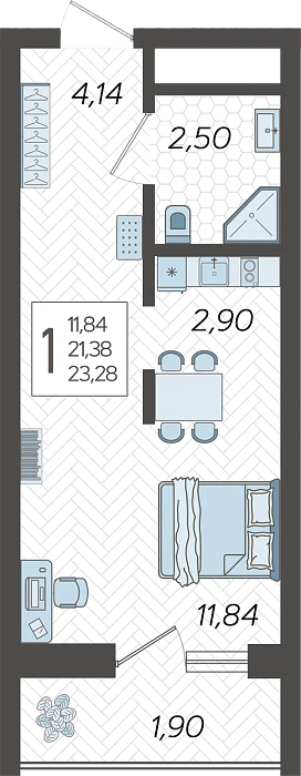 Квартира Студия №81, 23.28 м² на 6 этаже Корпуса 15, ЖК Кислород Сочи