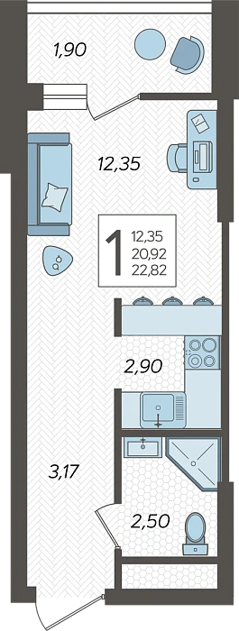 Студия №202, 23.3 м²