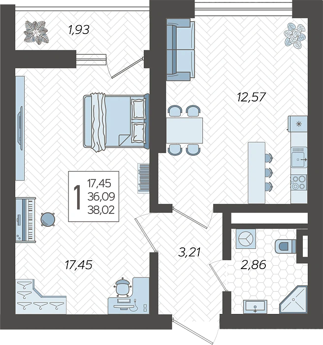 1-комнатная в ЖК «Кислород» Сочи