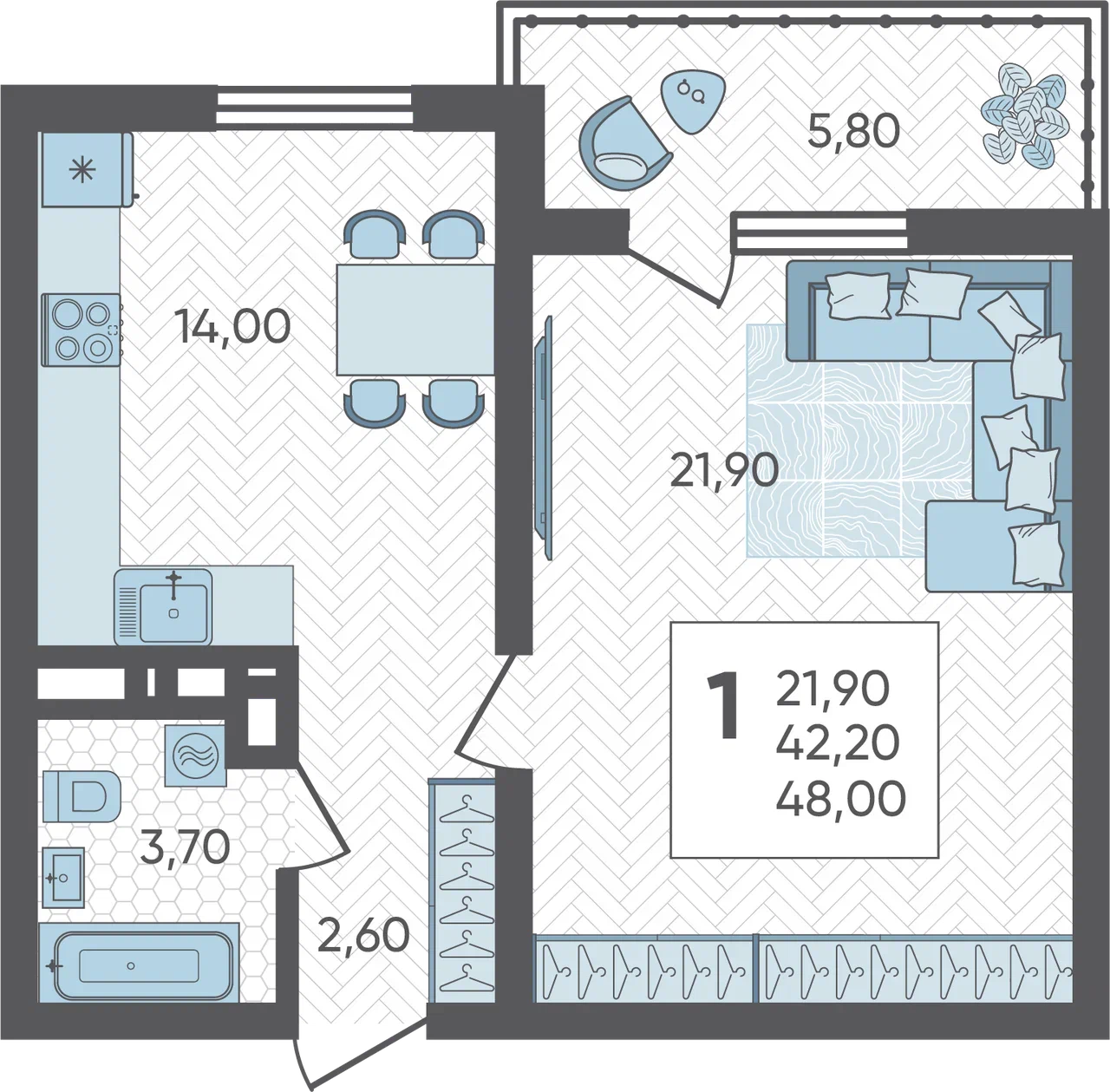 1-комнатные квартиры в ЖК Кислород Сочи